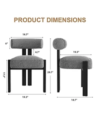 homfan -Piece Upholstered Boucle Dining Chair Set with Ergonomic Curved Back and Rubberwood Legs
