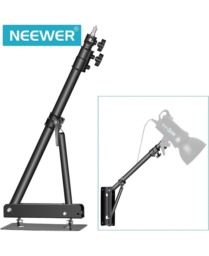 Neewer Triangle Wall Mount Arm for Photo Studio Strobe Monolight Softboxes Umbrellas Reflectors Flexible Rotation 180 Degrees Maximum Length 180