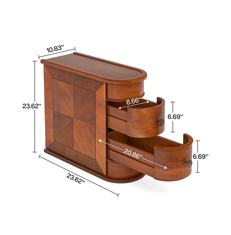 Slickblue Rustic Wood Nightstand with Storage Drawers for Small Spaces