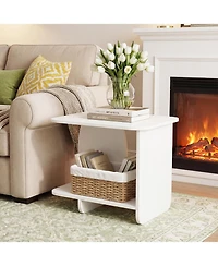 Slickblue Multi-Functional End Table with Storage Shelf, 2-Tier Design for Small Spaces