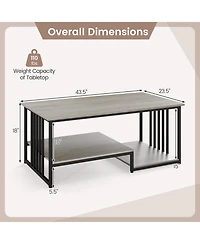 Slickblue 2-Tier Coffee Table with Open Storage Shelf for Living Room