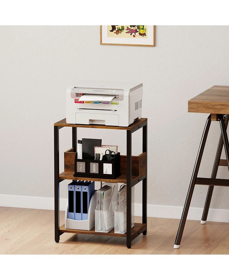 Slickblue Side Table with Built-In Charging Ports and Multi-Tier Open Shelving