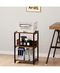 Slickblue Side Table with Built-In Charging Ports and Multi-Tier Open Shelving