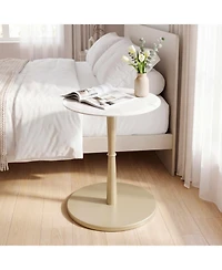 Slickblue Wooden Base Round Table with Marble Top for Small Space Decor