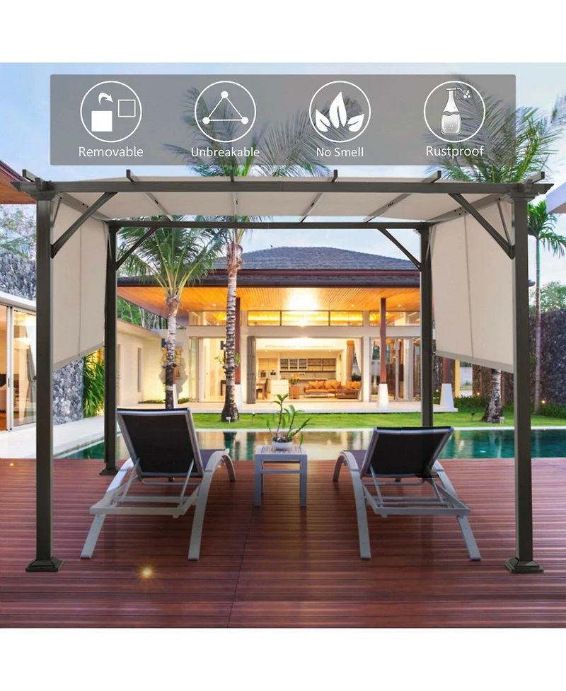 Sugift 16 ft x 4 ft Universal Replacement Pergola Canopy Sun Awning Set of 2 Pieces