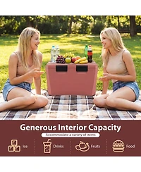 Sugift 37 Quart Insulated Hard Shell Ice Chest with 2 Cup Holders Bottle Opener and Drain Plug