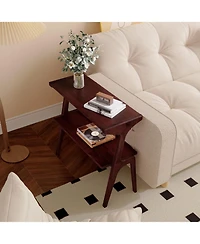 Tribesigns Solid Wood End Table, 2-Tier Side Table with Storage Shelf, Easy Assembly