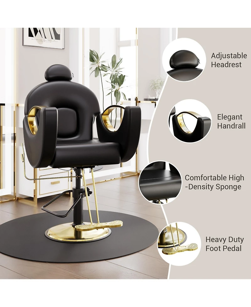 homfan Hydraulic Barber Salon Chair with Adjustable Height