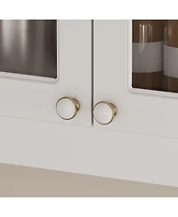 Homsee 63-Inch Wide Wall Mount Cabinet with Glass Doors 32-Inch Tall Storage Hutch Modern Kitchen Pantry or Bathroom Storage