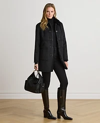 Lauren Ralph Women's Shearling Coat with Fur Collar