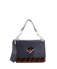 Pre-Owned Fendi Medium Kan I F Shoulder Bag Leather and Zucca Velvet