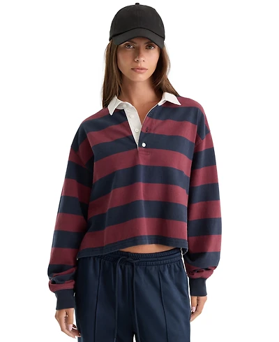 Good American Women's Cropped Rugby Polo T-Shirt