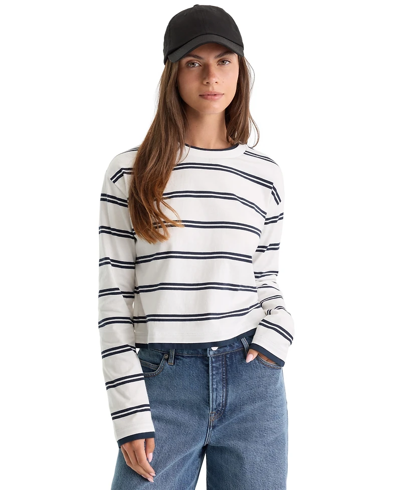 Good American Women's Long-Sleeve Layered Pull-On Top