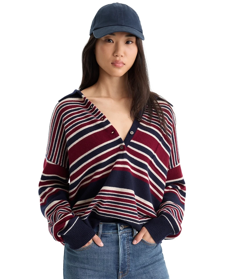 Good American Women's Oversized Rugby Collared Sweater