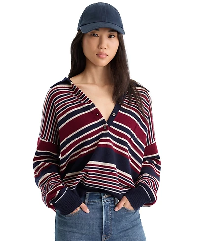 Good American Women's Oversized Rugby Collared Sweater