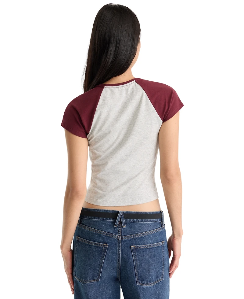 Good American Women's Raglan Short-Sleeve Crewneck T-Shirt