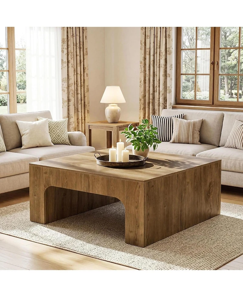 Tribesigns Square Wooden Coffee Table, 39" Large Coffee Table for Living Room