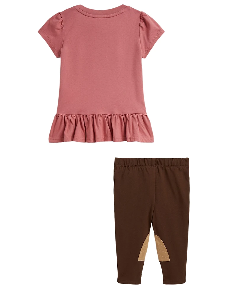Polo Ralph Lauren Baby Girls' Sportsman Jersey T-Shirt and Leggings, 2-Piece Set