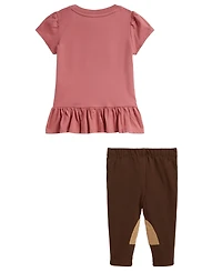 Polo Ralph Lauren Baby Girls' Sportsman Jersey T-Shirt and Leggings, 2-Piece Set
