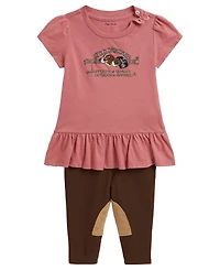 Polo Ralph Lauren Baby Girls' Sportsman Jersey T-Shirt and Leggings, 2-Piece Set