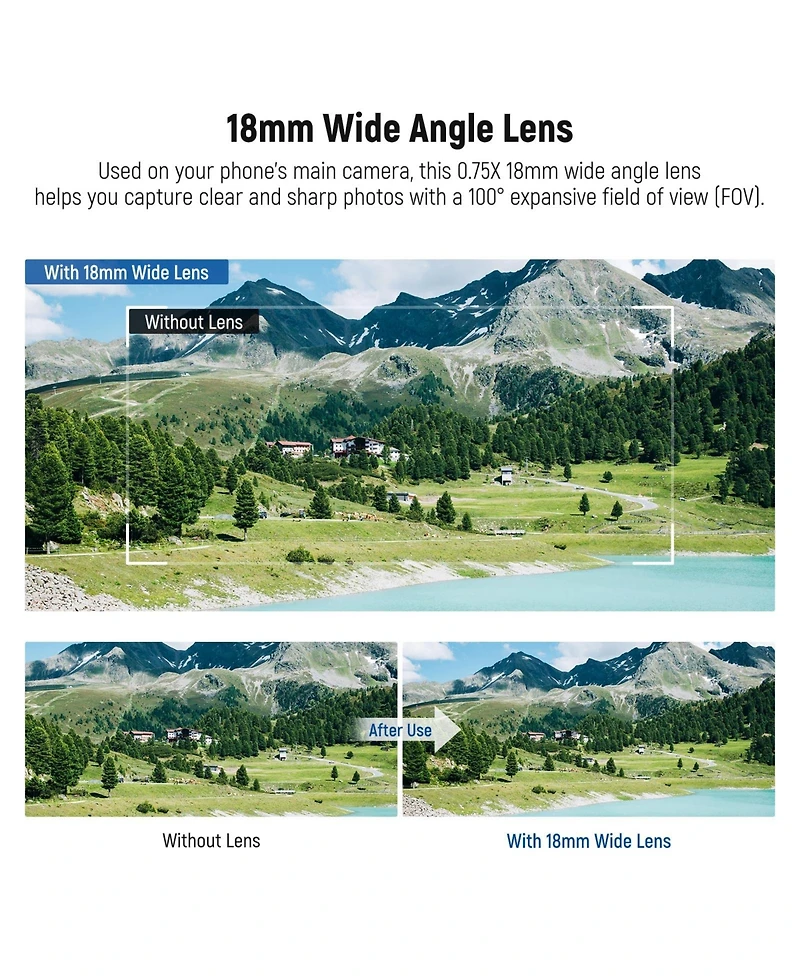 Neewer Ls-72 Camera Lens Accessory with 0.75X for select iPhone and Android mobile devices