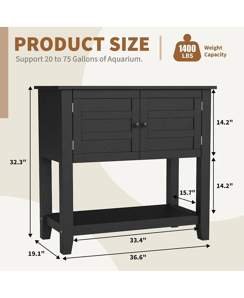 homfan 20-29 Gallon Aquarium Stand with Charging Station, Heavy Duty Fish Tank Cabinet, Dual Tier Reptile Stand, Magnetic Doors, Anti-Tip Storage