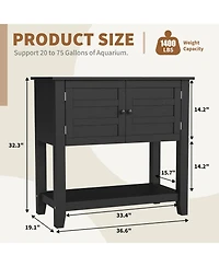 homfan 20-29 Gallon Aquarium Stand with Charging Station, Heavy Duty Fish Tank Cabinet, Dual Tier Reptile Stand, Magnetic Doors, Anti-Tip Storage