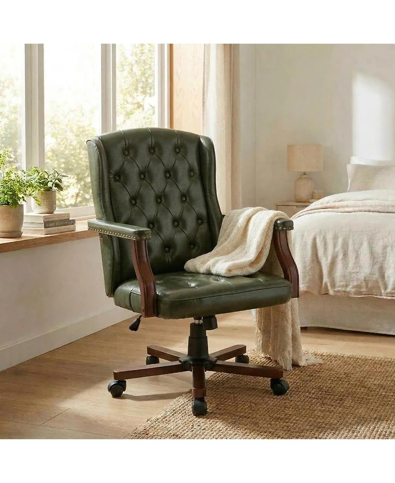 homfan Ergonomic Executive Office Chair with Faux Leather, Wing Back Design, Adjustable Height and Swivel Function, Home Office Desk Chair
