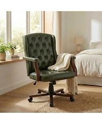 homfan Ergonomic Executive Office Chair with Faux Leather, Wing Back Design, Adjustable Height and Swivel Function, Home Office Desk Chair