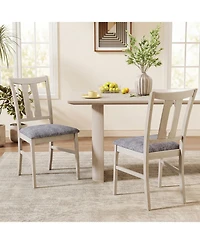 Slickblue Set of 2 Upholstered Dining Chairs Wooden Frame Curved High Back