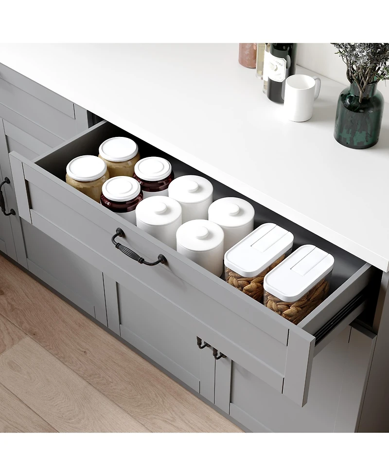 Homsee 63-Inch Storage Cabinet with Drawers - Separated Upper and Lower Cabinet Combo | Premium Engineered Wood with Soft-Close Hinges