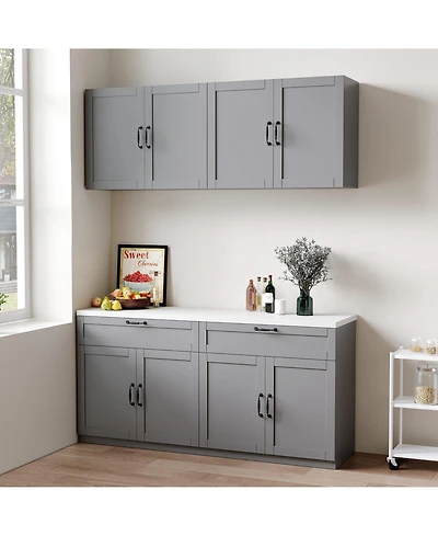 Homsee 63-Inch Storage Cabinet with Drawers - Separated Upper and Lower Cabinet Combo | Premium Engineered Wood with Soft-Close Hinges