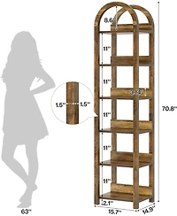 Tribesigns 6-Tier Narrow Bookshelf, 71" Tall Arched Bookcase with Shelves for Small Space