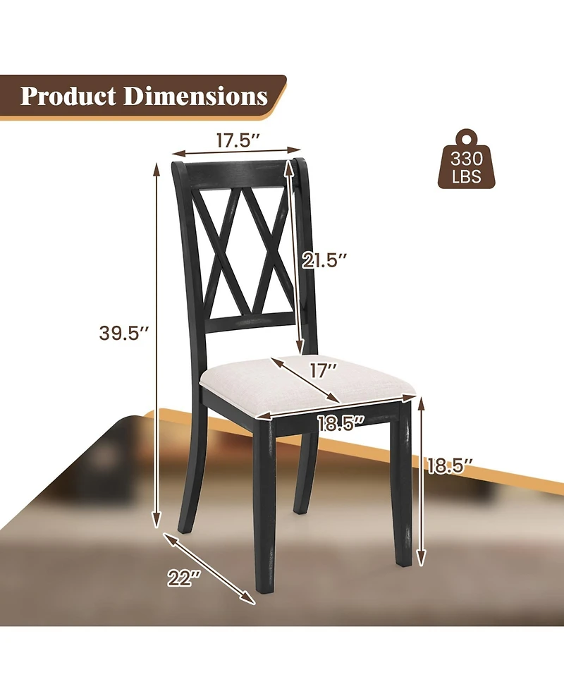 Slickblue Dining Chairs Set of 2 Kitchen Side Chairs with Curved Cross Back