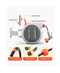 Vevor Retractable Garden Hose Reel Wall Mounted Garden Hose Reel