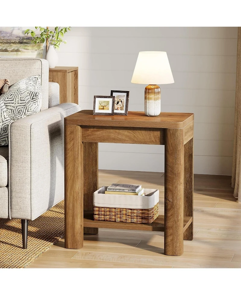 Tribesigns End Table Set of 2, Farmhouse Bedside Table for Living Room, Bedroom