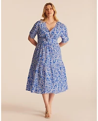Estelle Plus Sizes Dreamaya Tiered V-neck Fit Flare Midi Dress