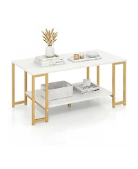 Slickblue Modern Side Accent Table with Open Storage Shelf for Small Spaces