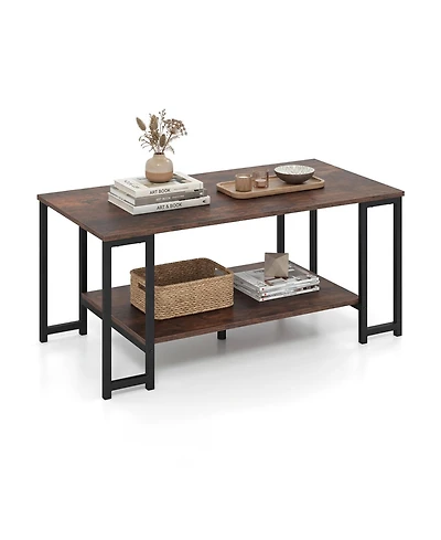 Slickblue Modern Side Accent Table with Open Storage Shelf for Small Spaces