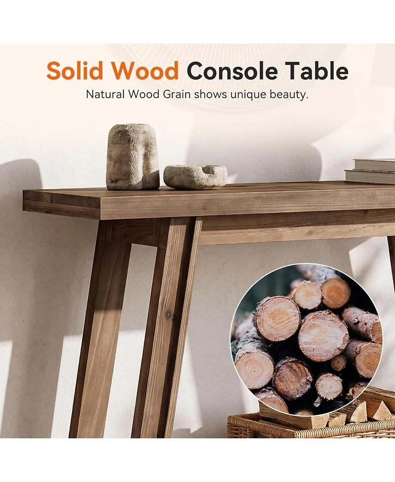 Tribesigns Solid Wood Entryway Console Table with Storage, 41-Inch 2-Tier Sofa Table Behind the Couch, Farmhouse Narrow Hallway Furniture