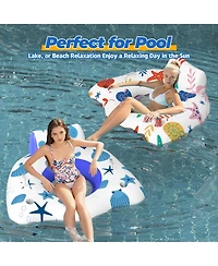 Aofar 2pcs Inflatable Pool Lounge Chair With Cup Holder