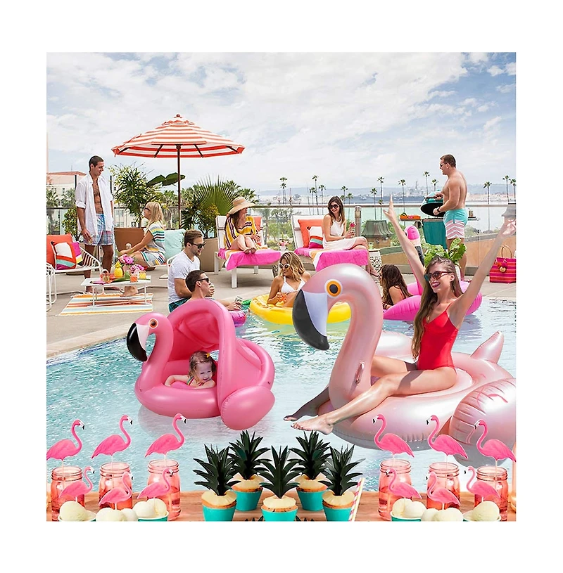 Aofar Flamingo Inflatable Pool Float Sunshade Ring