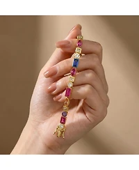 14K Gold Plated Multi-Color Varied-Shape Tennis Bracelet