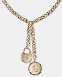 Lauren Ralph Lauren Logo Charm Lariat Necklace, 16"