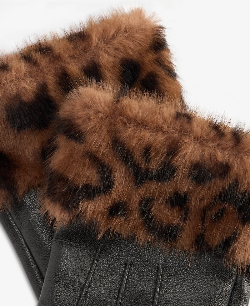 I.n.c. International Concepts Women's Animal-Print Faux-Fur-Cuff Gloves, Macy's Exclusive
