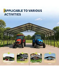 Homfan 20 x 20 x 9 Feet Carbon Steel Metal Carport Garage for Cars Trucks, Heavy Duty Outdoor Vehicle Shelter with Roof