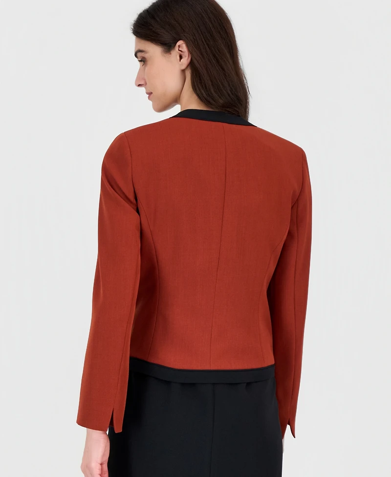 Kasper Women's Petite Colorblocked Shoulder-Padded Long-Sleeve Jacket