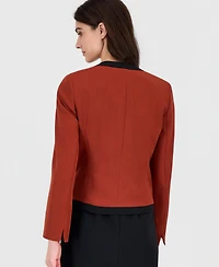 Kasper Women's Petite Colorblocked Shoulder-Padded Long-Sleeve Jacket