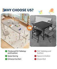 homfan Piece Folding Kids Table and Chairs Set