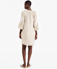 Charter Club Women's Delave Linen Applique Shift Dress, Macy's Exclusive